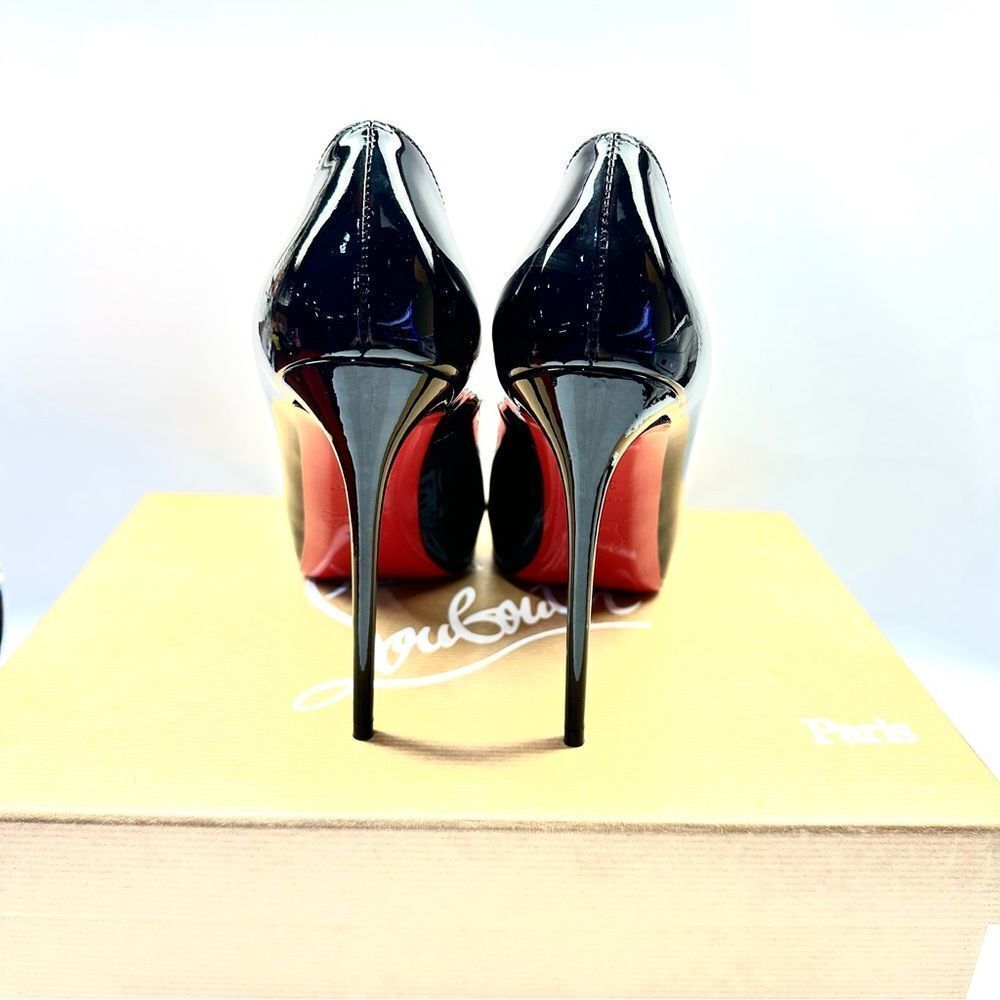 Christian Louboutin New Very Privé Blk Patent Leather Platform pumps NEW 34.5